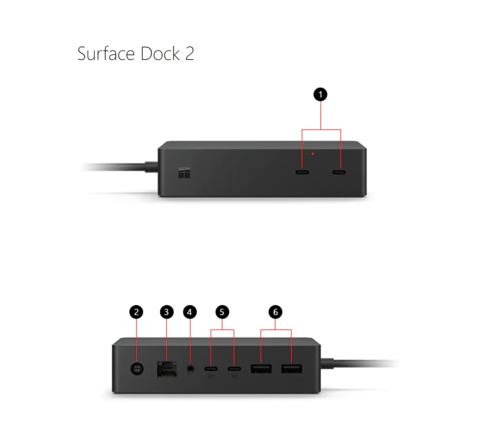 Microsoft Surface Dock 2 | Compatible with Surface Pro 5/6/7/8/X, Laptop 1/2/3/4, Book 2/3, Go 1/2