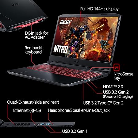 Acer Nitro 5 15.6" Full HD | RTX 3050 | Core i7-11800H / i5-12500H | 16GB RAM | 512GB SSD | Windows 11