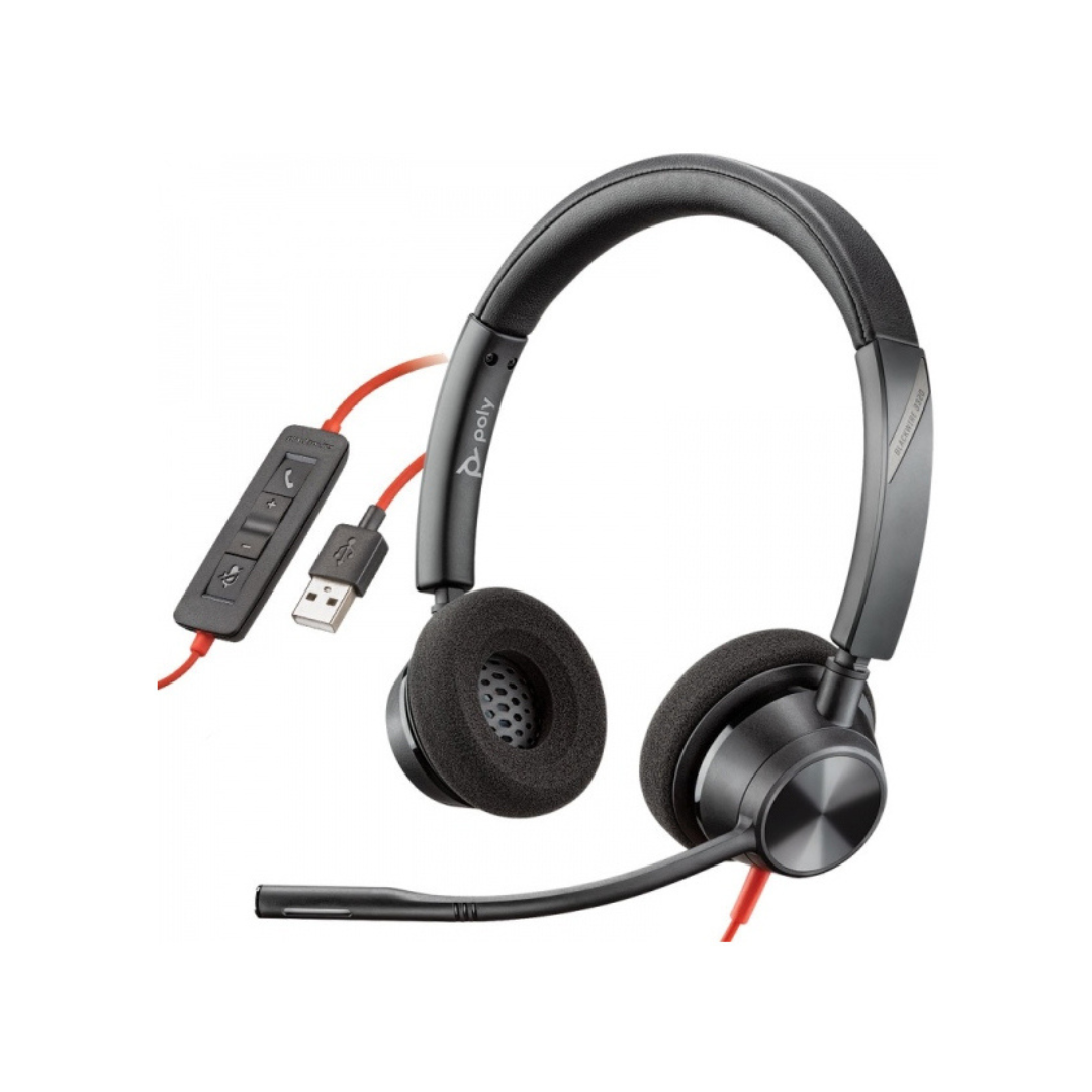HP Poly Blackwire 3320 Stereo USB-C Headset with USB-C/A Adapter | New Open Box