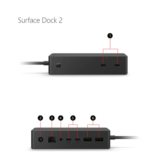 Microsoft Surface Dock 2 | Compatible with Surface Pro 5/6/7/8/X, Laptop 1/2/3/4, Book 2/3, Go 1/2