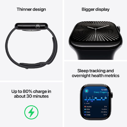 Apple Watch Series 11 Jet Black Aluminium Case GPS LTE (Black, 42mm, S/M)