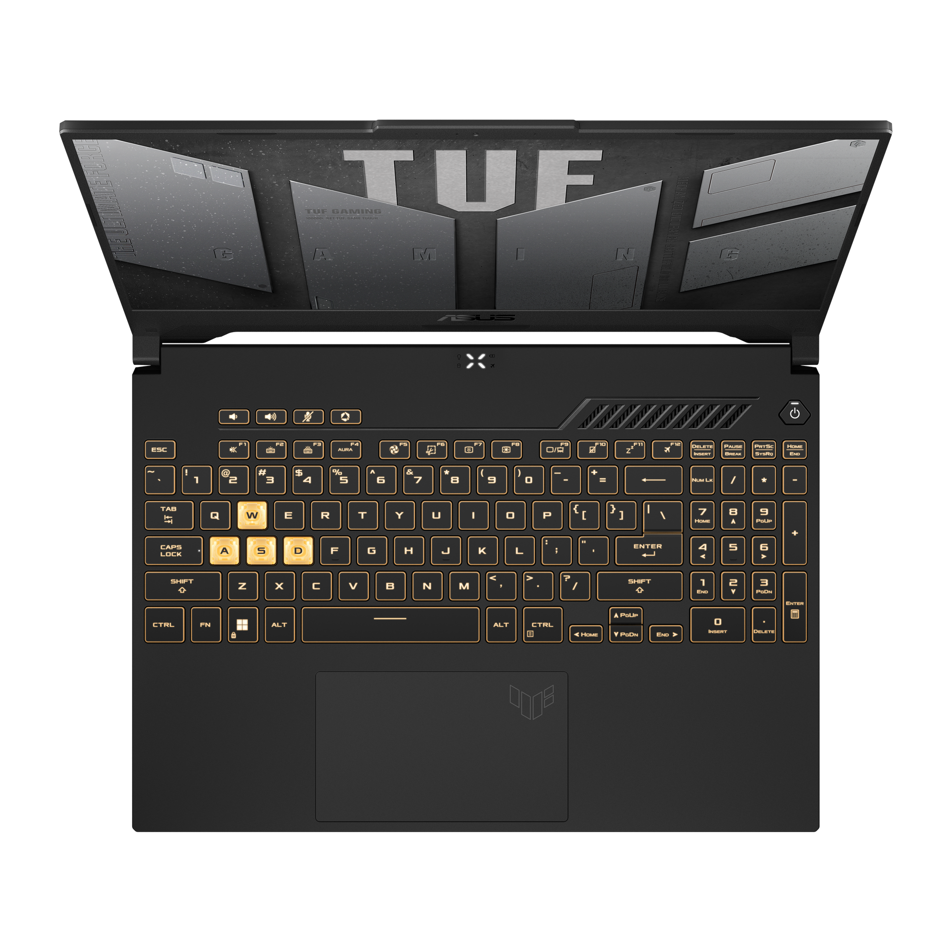 ASUS TUF Gaming F15 FX507ZM, keyboard deck view