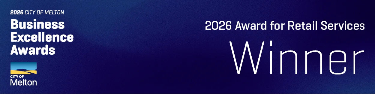 Official banner: 2026 City of Melton Business Excellence Awards, 2026 Award for Retail Services, Winner